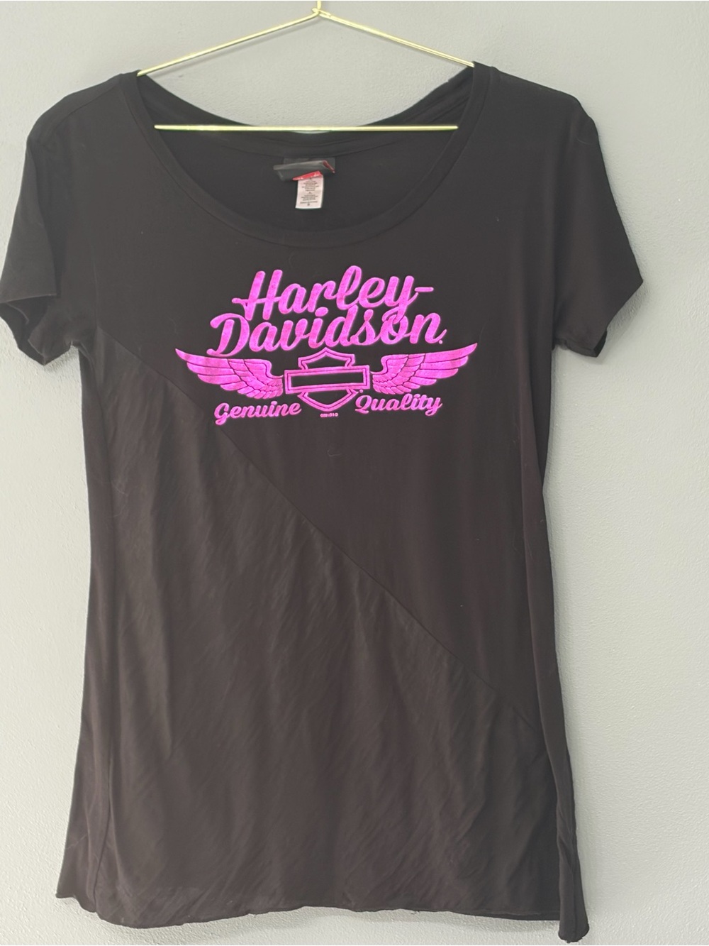 Harley-Davidson Black Short Sleeve Tee with Hot Pink Logo
